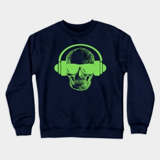 Skull And Phones, Green Crewneck Sweatshirt